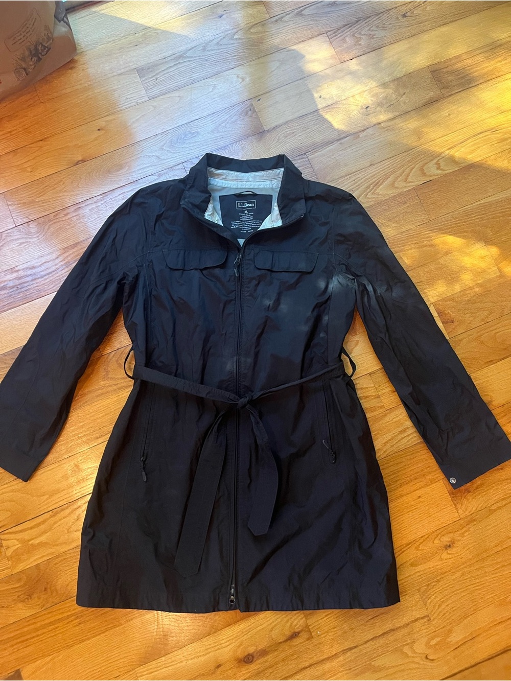 L.L. Bean Women's Black Belted Trench Coat